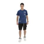 Camiseta Fakini Masculina 14 ao 18 - Azul - Folhagens