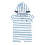 Macacão Kiko Baby Bebê Masculino P-M-G Azul Claro com Branco Listras