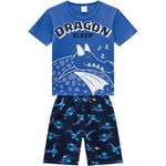Pijama Kyly Bebê Masculino Camiseta Dragão em Relevo + Bermuda