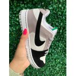 DUNK LOW BRANCO PRETO E CINZA 