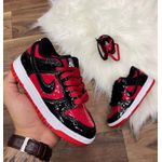 Dunk Low Preto/Vermelho envernizado