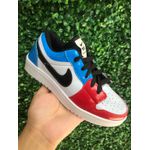 Jordan Infantil Cano Baixo Branco Azul e Vermelho 