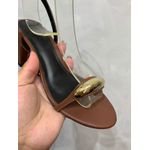 Sandália Marrom Fivela Dourada