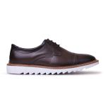 Sapato Casual Masculino Brogue Em Couro Italy Premium Amarrar - Café