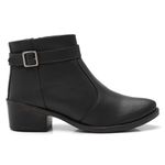 Bota Feminina Cano Curto Tira Lateral Fivelinha Casual Confortável - Preta