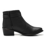 Bota Feminina Cano Curto Tira Lateral Fivelinha Casual Confortável - Preta