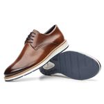 Sapato Casual Derby Premium Liso em Couro - Marrom claro