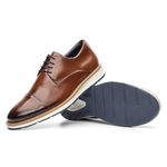 Sapato Casual Derby Premium em Couro Detalhe Clean - Marrom claro