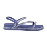 Sandália Feminina Papete Casual Tiras Finas Strass Fivelinha - AZUL