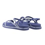 Sandália Feminina Papete Casual Tiras Finas Strass Fivelinha - AZUL