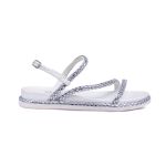 Sandália Feminina Papete Casual Tiras Finas Strass Fivelinha - OFF WHITE
