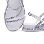Sandália Feminina Papete Casual Tiras Finas Strass Fivelinha - OFF WHITE