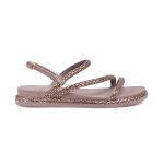 Sandália Feminina Papete Casual Tiras Finas Strass Fivelinha - Nude