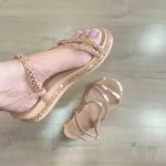 Sandália Feminina Papete Casual Tiras Finas Strass Fivelinha - Nude