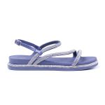 Sandália Rasteira Birken Tiras Finas Strass Brilhante Pedraria - Azul