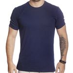 Camiseta Masculina Manga Curta Algodão Premium Gola Redonda - Azul Marinho