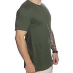 Camiseta Masculina Manga Curta Algodão Premium Gola Redonda - Verde Militar