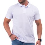 Camiseta Polo Masculina Algodão Básica Lisa Premium - Branca