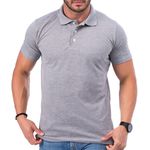 Camiseta Polo Masculina Algodão Básica Lisa Premium - Cinza