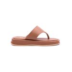 Sandália Feminina Flat Plataforma Dedo Tiras Robustas Largas Confortável - Marrom Claro