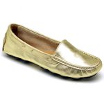 Mocassim Feminino Drive Casual Em Couro - DOURADO