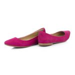 Sapatilha Bico Fino Casual Dia Dia Comfort Em Couro Macio - Rosa Pink