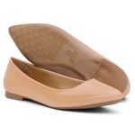 Sapatilha Bico Fino Casual Comfort Dia A Dia - Nude Verniz