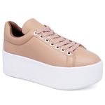 TÊNIS CASUAL FEMININO SOLADO PLATAFORMA ESTILOSO - NUDE