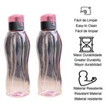 Garrafa plástica água suco esportes resistente rosa 2 un