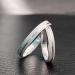 Par de Alianças Namoro Prata 3mm Quadrada Friso Lateral Diamantado 