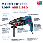 Martelete Perfurador GBH 2-24D 820W 127V c/ Maleta Bosch
