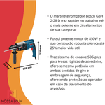 Martelete rompedor GBH 2-28 D 850W 127V em maleta Bosch
