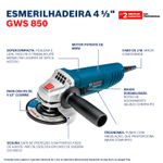 Combo Martelete GBH2-24 D + Esmerilhadeira GWS850 127V Bosch