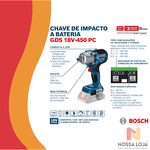 Chave de impacto à bateria GDS 18V-450 PC 18V SB Bosch