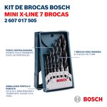Jogo de brocas Madeira Mini X-Line 3-10mm 7 peças Bosch