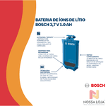 Bateria recarregável de íons de lítio 3,7V 1.0Ah Bosch