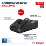 Carregador de baterias rápido Bosch GAL 18V-40 Bivolt 18V 4Ah
