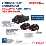 Kit 2 Baterias GBA 18V 4Ah + Carregador GAL18V-40 Bivolt Bosch