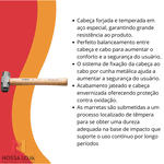 Marreta Oitavada Master Basic C/ Cabo de Madeira 1500g Tramontina