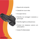 Botina de Couro com Proteção Metatarso Bico Composite e Palmilha Antiperfuração Tam. 41 Marluvas