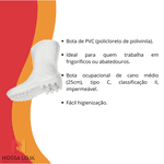 Bota De Pvc Sem Forro Cano Médio Branca Tam.42 Vulcaflex Marluvas