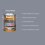 Esmalte Direto na Ferrugem Cinza Médio 3,6L Brasilux