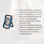 Refletor led à bateria Bosch GLI 18V-1900, 18V SB, 1900 lúmens