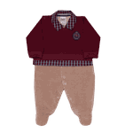 Macacão polo bordo e bege Sonho Mágico