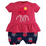 Romper bebê vermelho poá e àgua viva Kyly