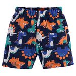 Conjunto bebê body branco dinossauro e bermuda azul marinho estampada Kyly