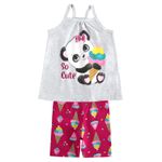 Conjunto blusa mescla panda e short rosa sorvetes Kyly