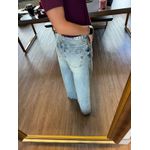 Calça Jeans Perna Ampla Rasgos Azul