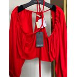 Blusa Transpassada Manga Bufante Vermelho