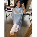 Blusa Kaftan Assimétrica Cetim Azul